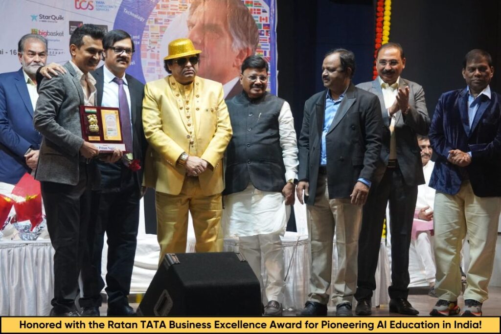 Pritam Nagrale Receiving TATA Business Excellence Award for AI Education in India
