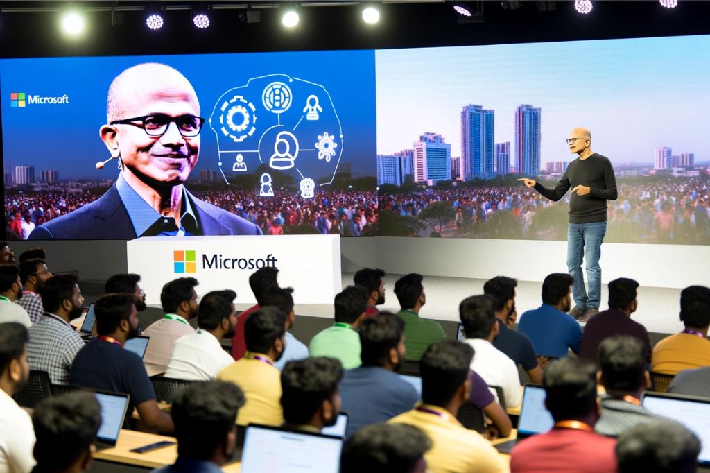 Microsoft CEO Woos Indian Developers, Touches Down in “Silicon Valley” with AI Push