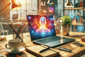 Illustration of the best AI content writing tools for bloggers and businesses.